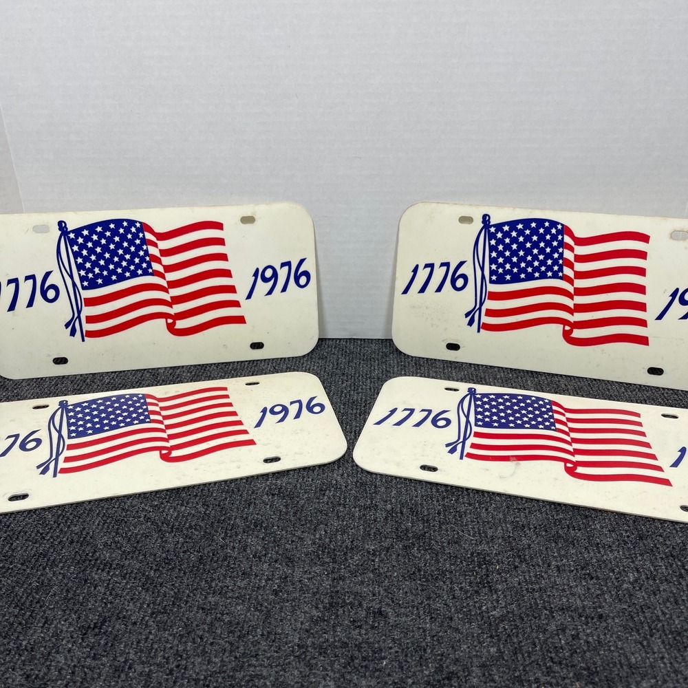 LOT of 4 Bicentennial License Plate Fiberglass American Flag USA Wall Decor